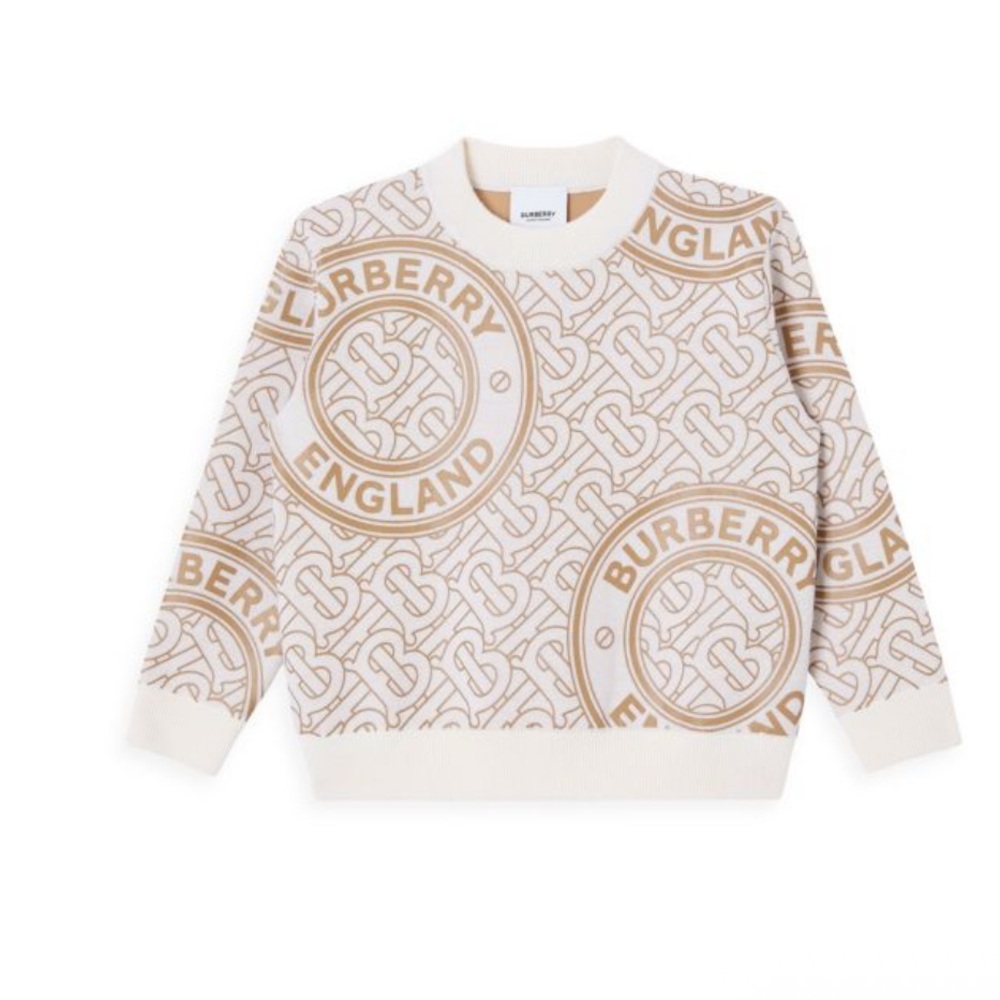 Burberry Beige Logo Print Men's Sweater
